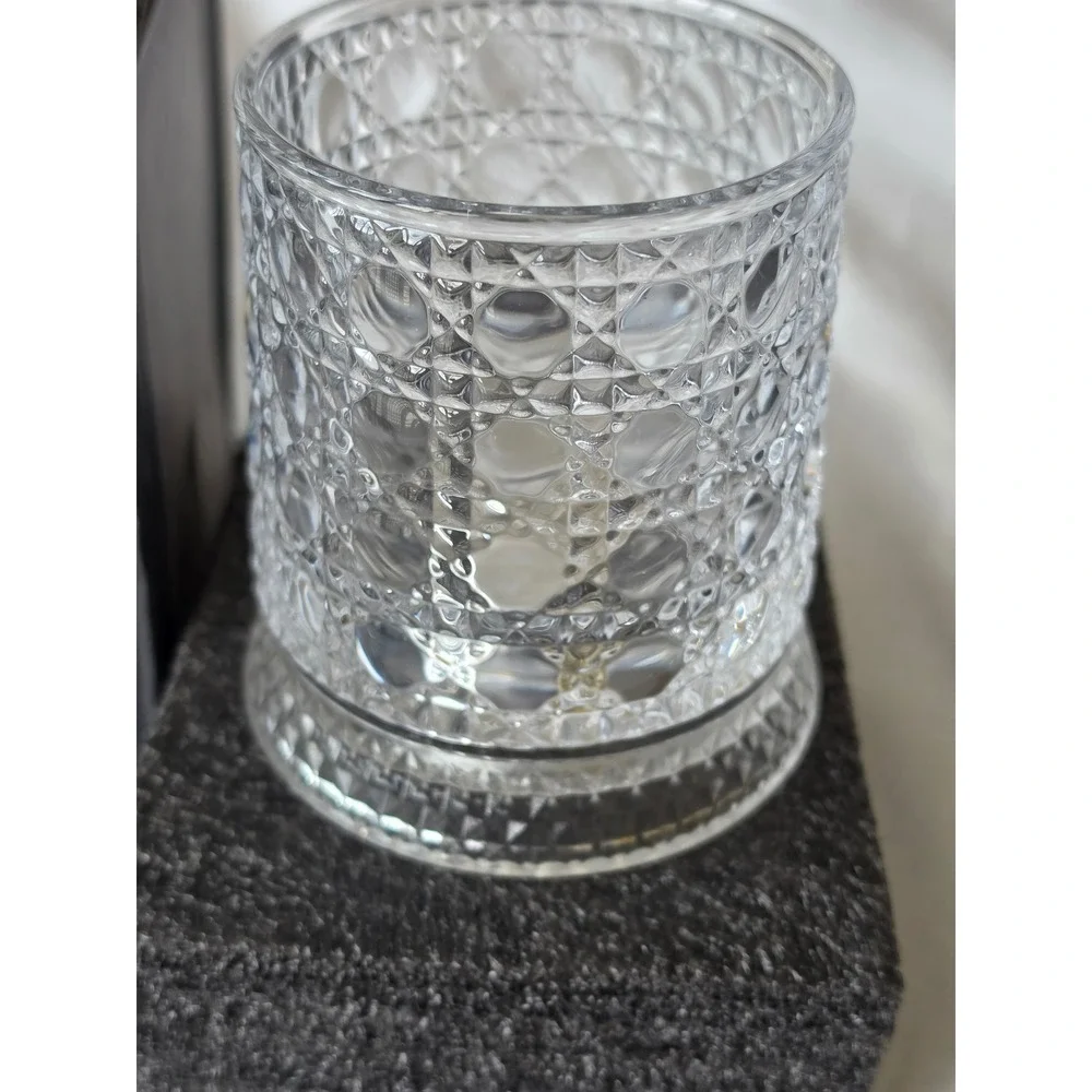Glacia Craft Whiskey Glass with Base Set Diamond Cut Rocks Glass for Spirits